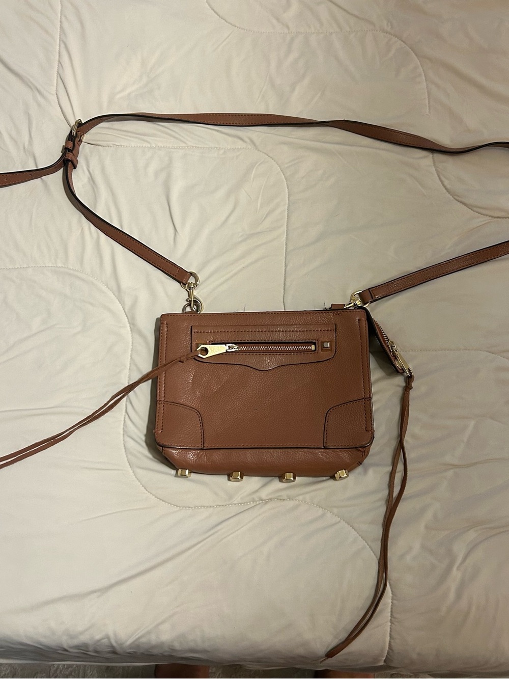 Rebecca Minkoff Tan Leather Mini Crossbody with Gold Hardware